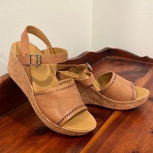 Korks Leather Platform Wedge Shoes